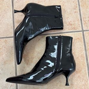 Zara Glossy Black Heeled Boots